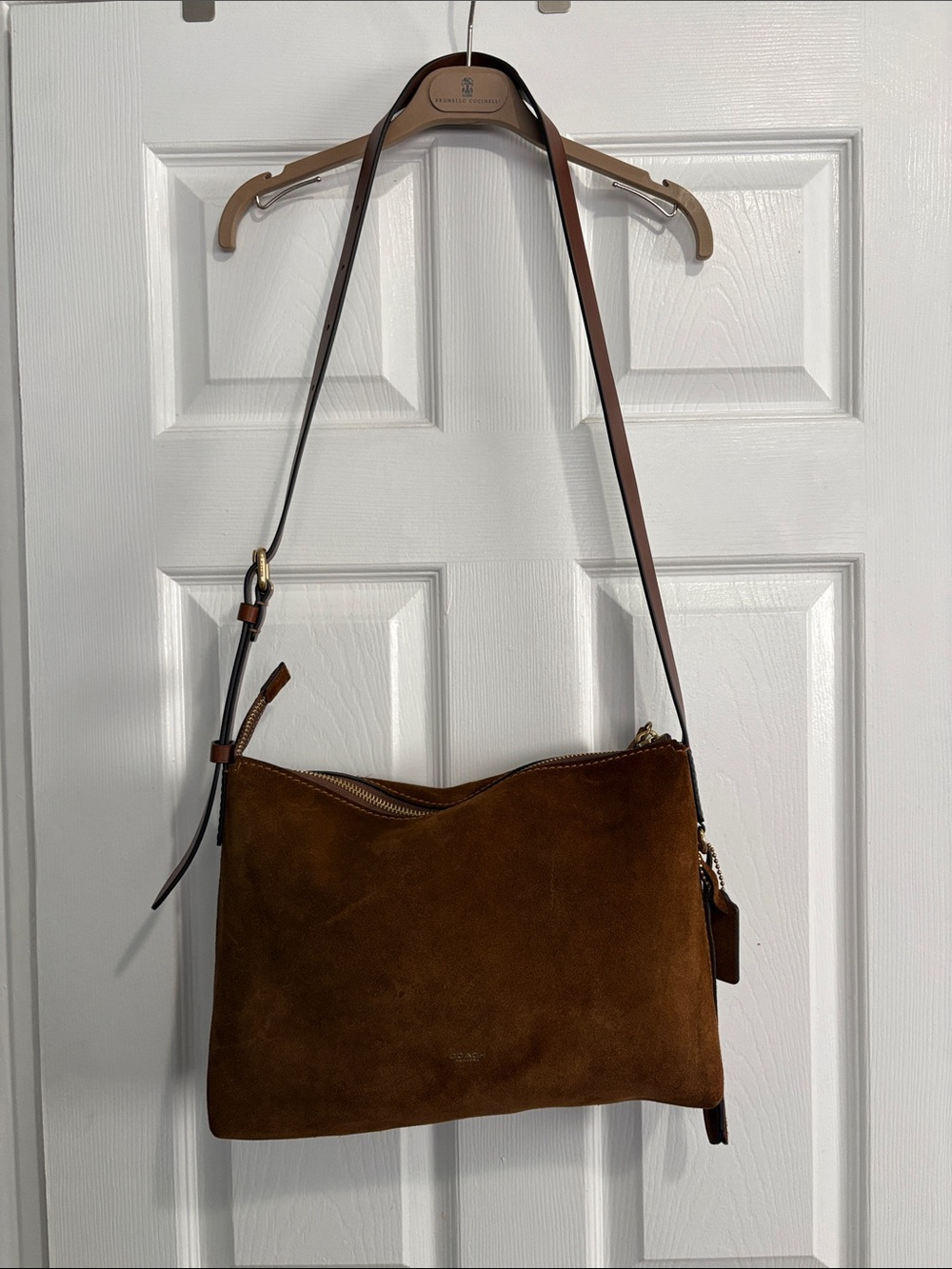 Coach Suede Brown Crossbody Bag
